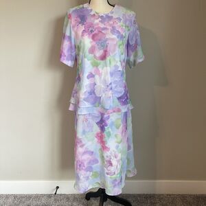 Vintage Willie Of California Women’s Dress Separates Pastel Floral Lined Size 12